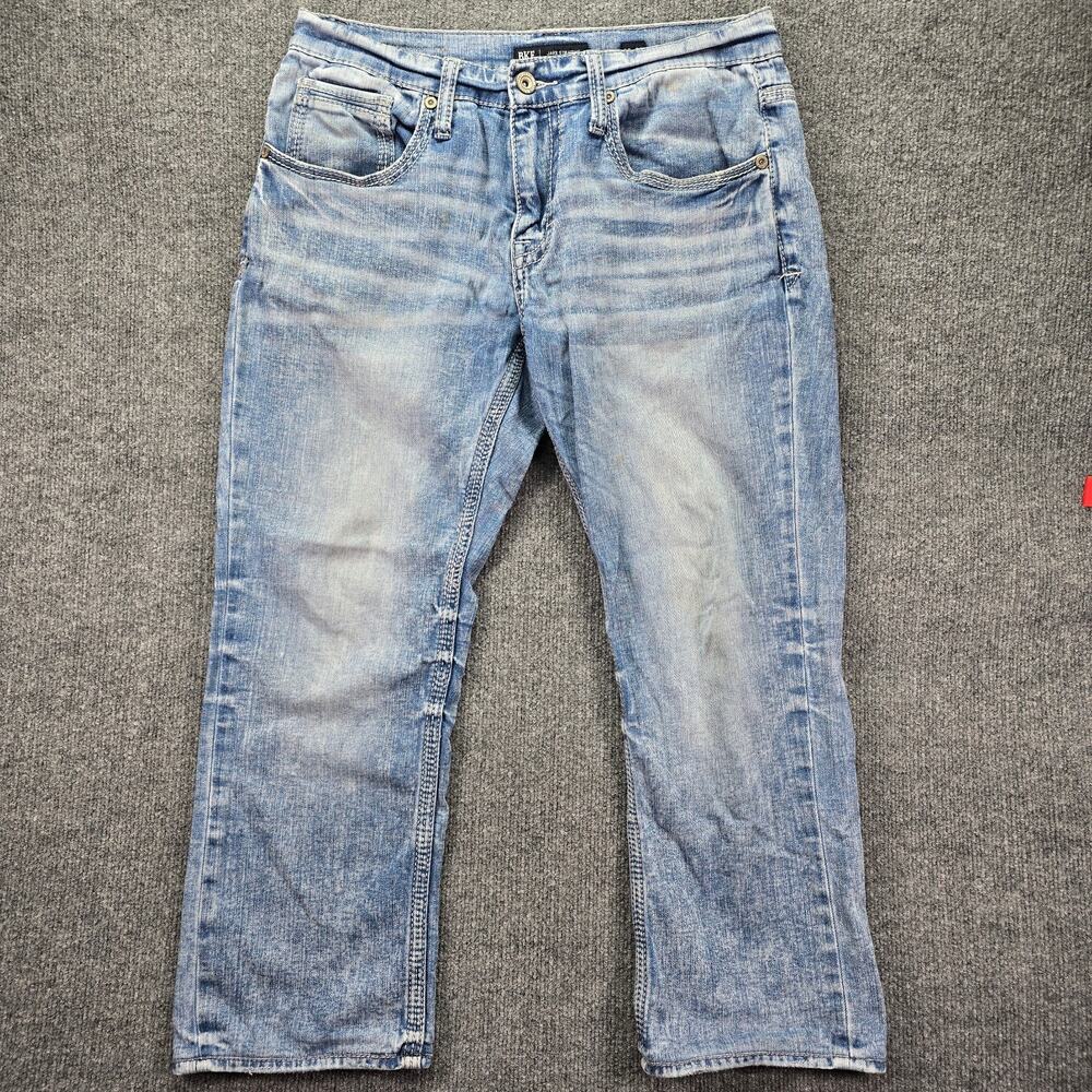 BKE Jake Jeans 32x30 (32x26) Blue Denim Light Wash Straight Leg Stretch Hemmed